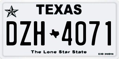 TX license plate DZH4071