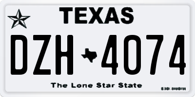 TX license plate DZH4074