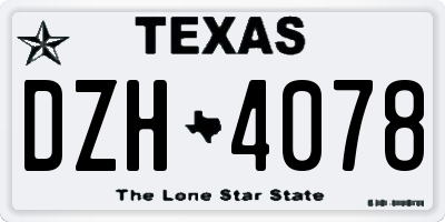 TX license plate DZH4078