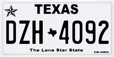 TX license plate DZH4092