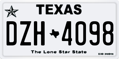 TX license plate DZH4098