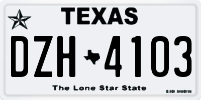 TX license plate DZH4103