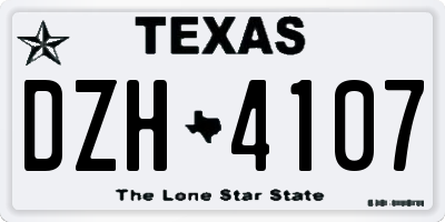 TX license plate DZH4107