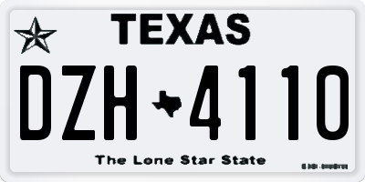 TX license plate DZH4110