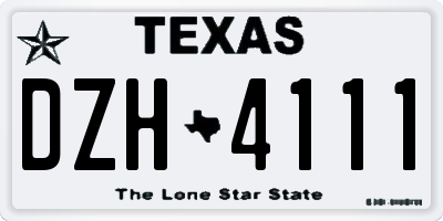 TX license plate DZH4111