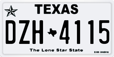 TX license plate DZH4115