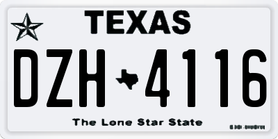 TX license plate DZH4116