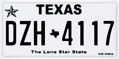TX license plate DZH4117