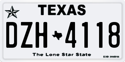TX license plate DZH4118