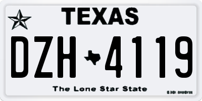 TX license plate DZH4119