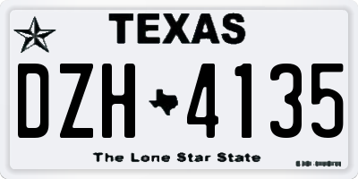 TX license plate DZH4135