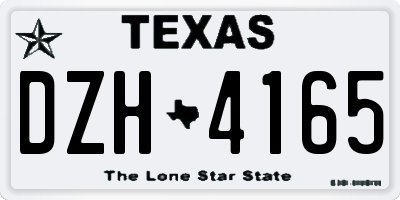 TX license plate DZH4165