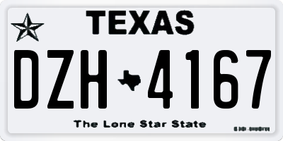 TX license plate DZH4167
