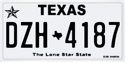 TX license plate DZH4187