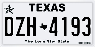 TX license plate DZH4193