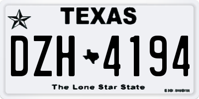 TX license plate DZH4194