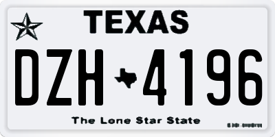 TX license plate DZH4196