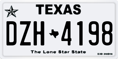 TX license plate DZH4198