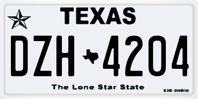 TX license plate DZH4204