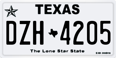 TX license plate DZH4205