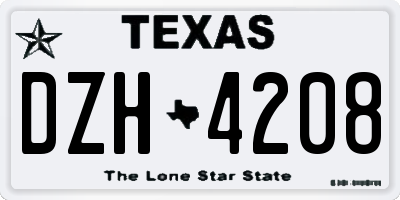 TX license plate DZH4208