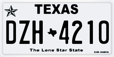TX license plate DZH4210