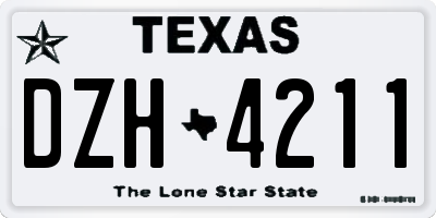 TX license plate DZH4211