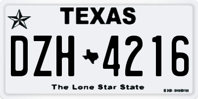 TX license plate DZH4216
