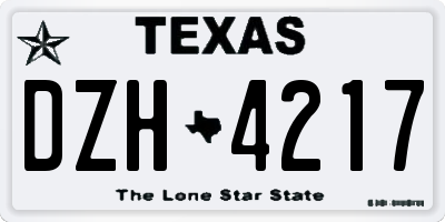 TX license plate DZH4217