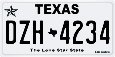 TX license plate DZH4234