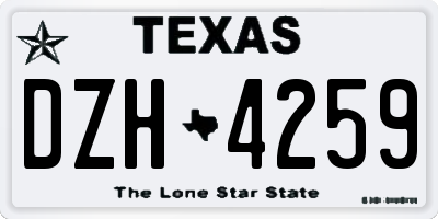 TX license plate DZH4259