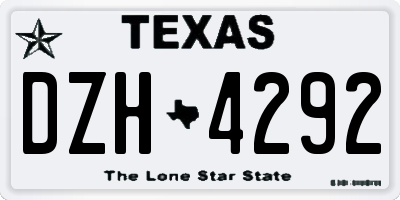 TX license plate DZH4292