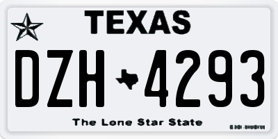 TX license plate DZH4293