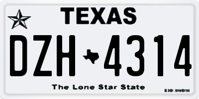 TX license plate DZH4314