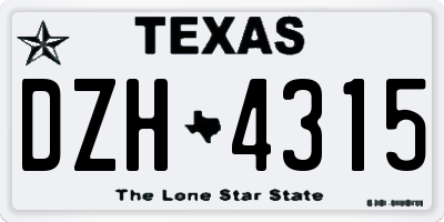 TX license plate DZH4315