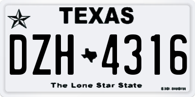 TX license plate DZH4316