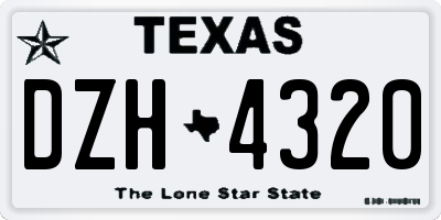 TX license plate DZH4320