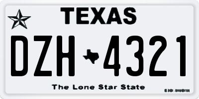 TX license plate DZH4321