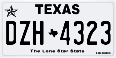 TX license plate DZH4323