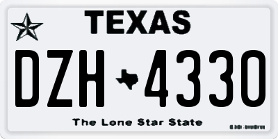 TX license plate DZH4330