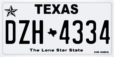 TX license plate DZH4334