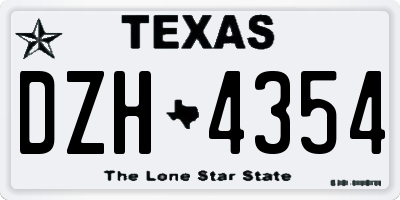 TX license plate DZH4354