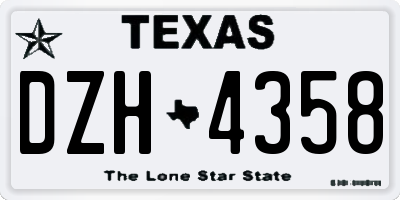 TX license plate DZH4358