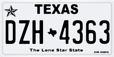 TX license plate DZH4363