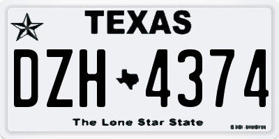 TX license plate DZH4374