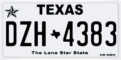 TX license plate DZH4383