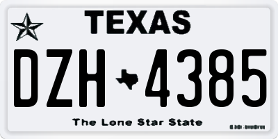 TX license plate DZH4385