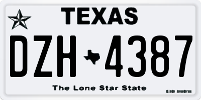 TX license plate DZH4387