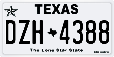 TX license plate DZH4388