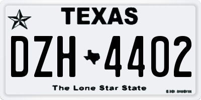 TX license plate DZH4402